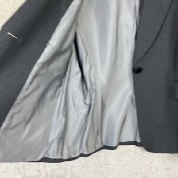 Tahari Arthur S Levine Jacket Womens 12 Gray Stripe Button Polyester Blend-6583 - Picture 12 of 13